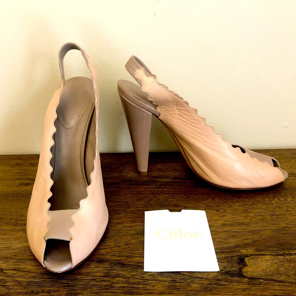 CHLOE scallop peep toe heels.